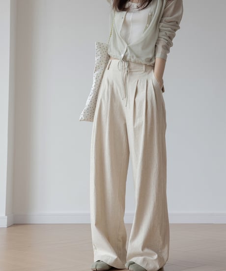 front drawstring sheer cardigan /4color　FL3241