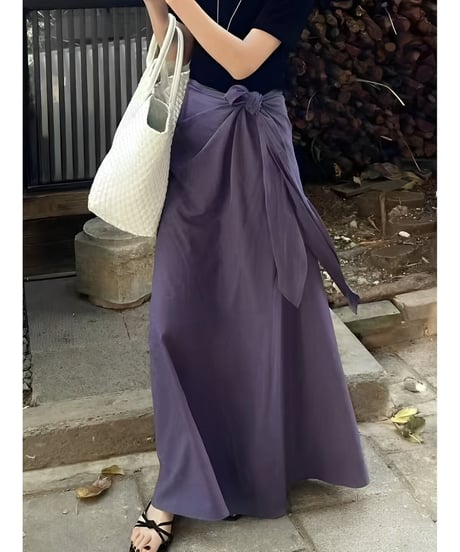 waist ribbon wrap skirt /6color　FL3405