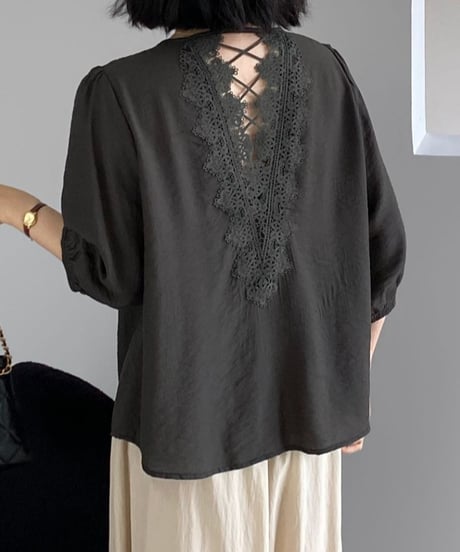 back lace design blouse /2color　FL3423