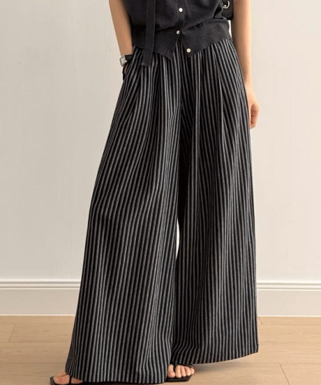 striped wide easy pants /2color　FL3337