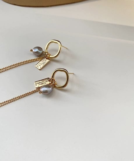 drop design grey pearl pierce　FL2242