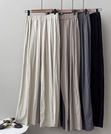 pleated thin wide leg pants /4color　FL3350