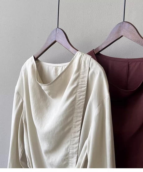draped wrap style blouse /2color　FL2743