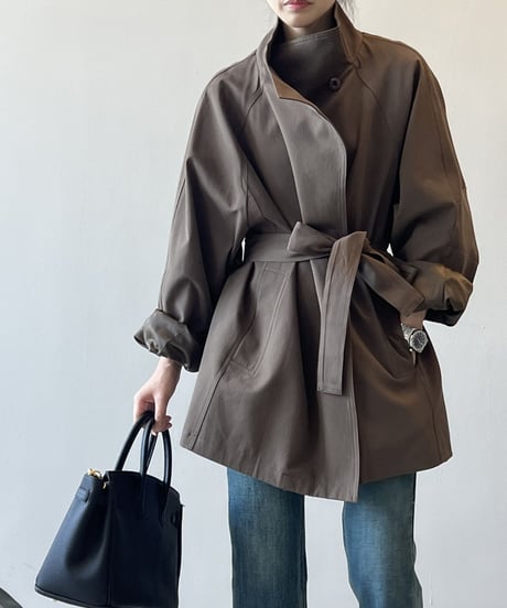 waist-marked mid-length coat /2color　FL2786