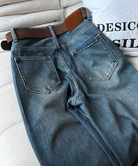 fleece wide denim pants　FL3031