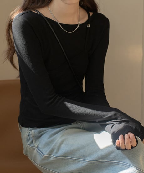 fake layered design cut and sew /3color　FL3329