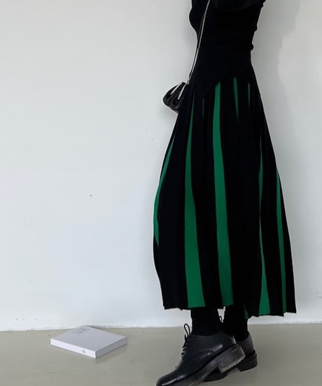 bicolor a-line ambrella skirt/ 2color　FL3143