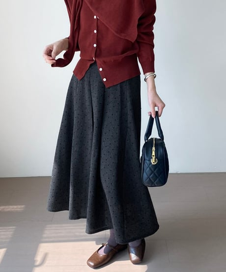 polka-dot pleated skirt /2color　FL2852