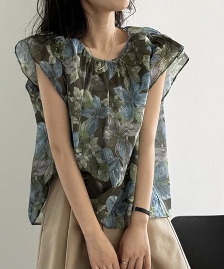 ruffle sleeve floral blouse　FL3410