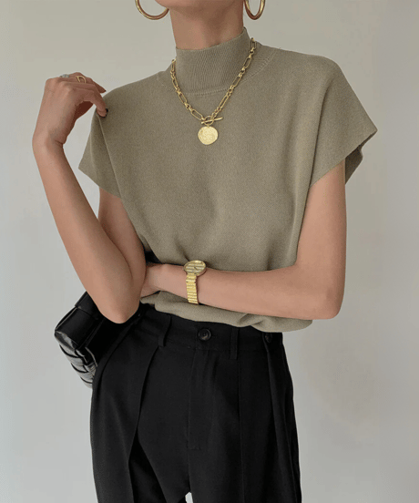 simple half-neck t-shirt /3color　FL3333