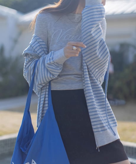 striped knit zip-up hoodie /2color　FL3315