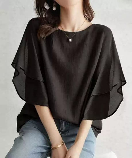 layered chiffon blouse /4color　FL3463