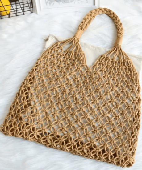 natural braided mesh bag / 3color　FL3446