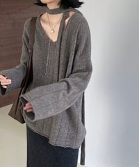 wool loose knit w/belt /2color　FL2940