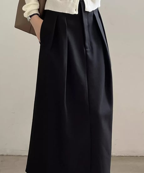 straight long tuck skirt　FL2730