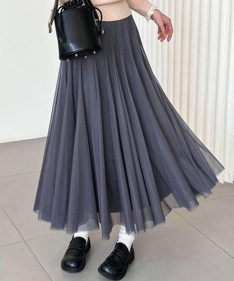 a-line pleated tulle skirt /3color  FL2963