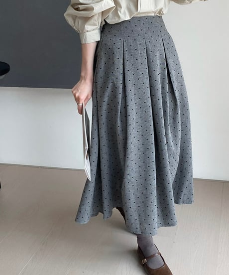 polka-dot pleated skirt /2color　FL2852