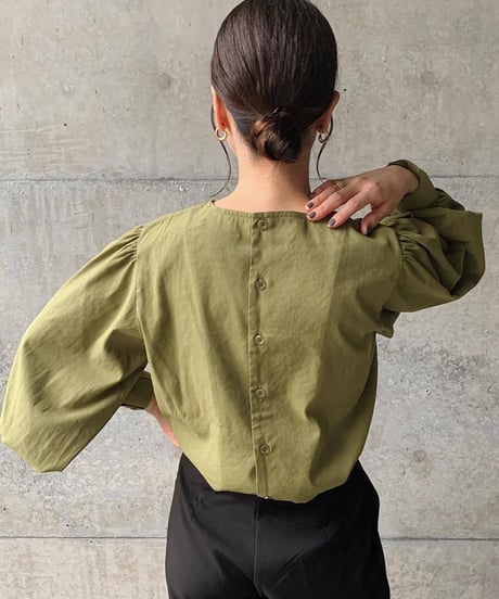 back button lantern sleeve tops /4color　FL3330