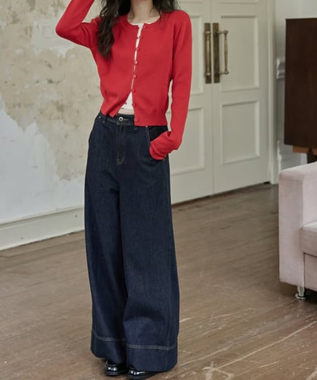 high waist straight denim pants　FL2936