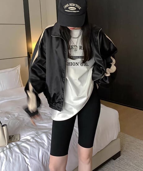 bicolor zip -up blouson　FL2554