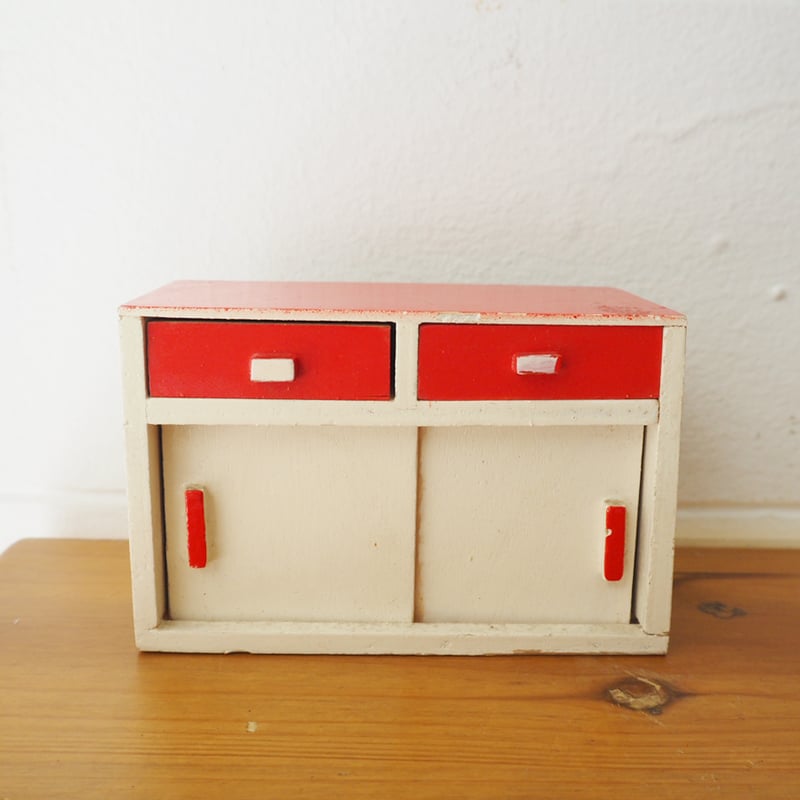 木製収納ラック 赤白ボックス付き 木製赤白引き出し付き棚 | c-h-o-c