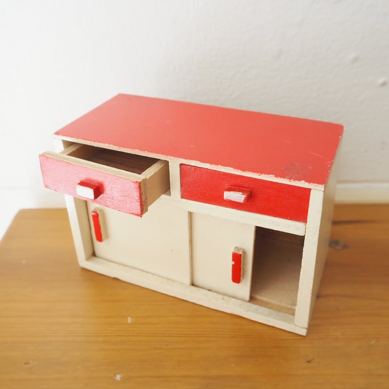 木製収納ラック 赤白ボックス付き 木製赤白引き出し付き棚 | c-h-o-c