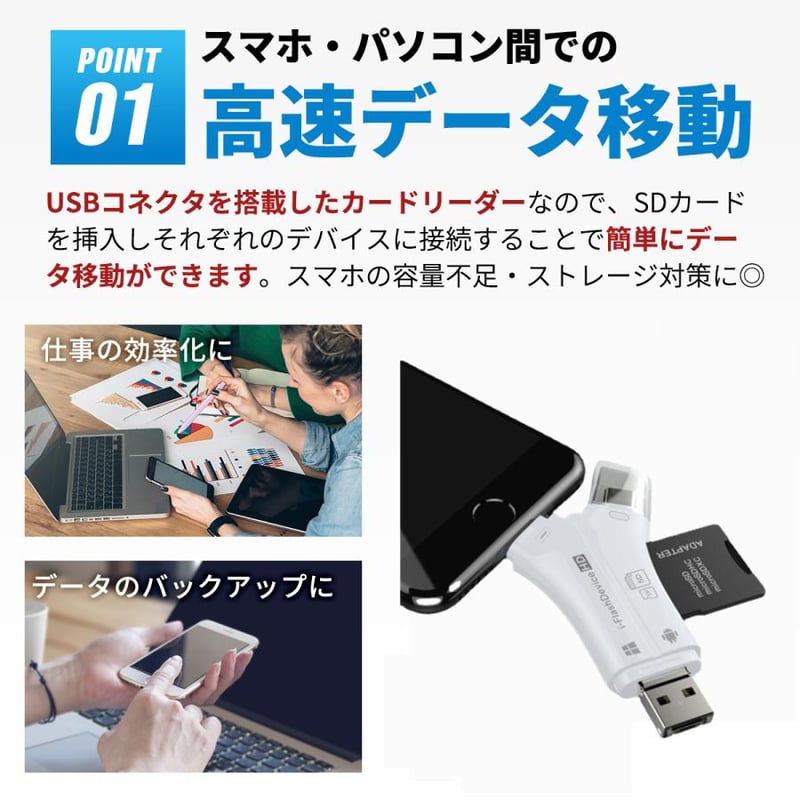 4in1 USBメモリ 256GB iPhone対応 つたっ USBメモリ 写真保存 大容量 