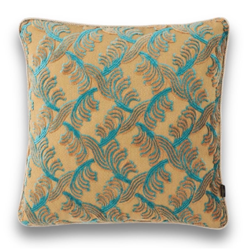 クッションカバー 45×45 フェザー イエロー | NAKAYA KINKAZAN TEXTILE