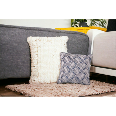 ティッキング　クッションカバー　45cm用　グレー　ボーダー　ジッパータグラベル ティッキング クッションカバー 45cm用 グレー ボーダー