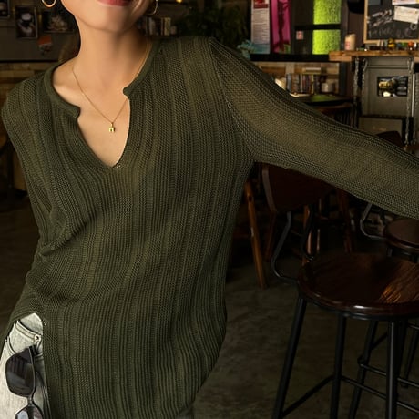v-neck knit tops /3color　un1087