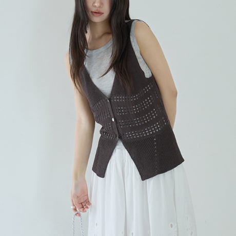 airy knit vest　/2color　un2068