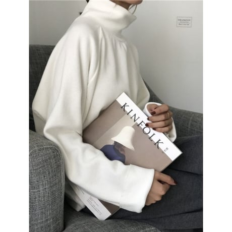 high neck rib knit /2color　un1309