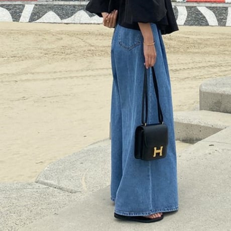 wide leg denim pants　un1398