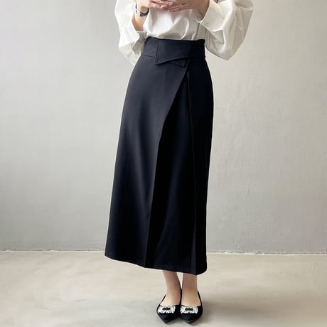 assynmetry tuck skirt /2color　un1137