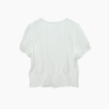 lace trim puff sleeve blouse　/2color　un2062