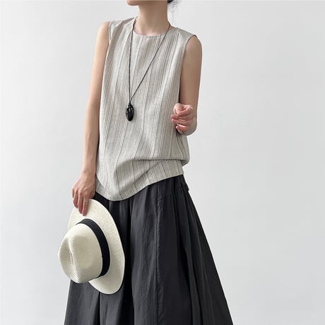 soft stripe knit tank　un2109