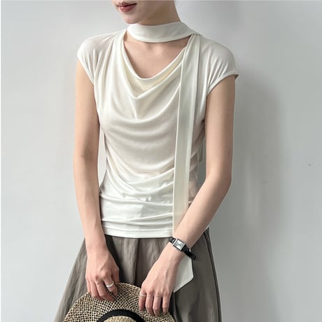 veil drape scarf top　/2color　un2078