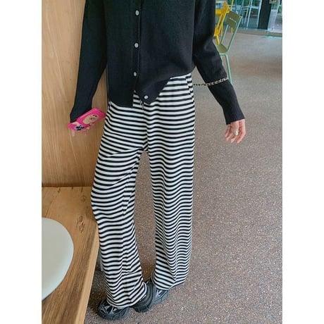 border wide-leg pants　un1152