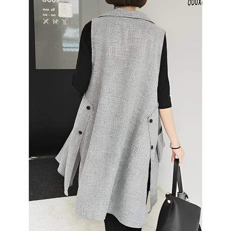 design button long gilet　un1284