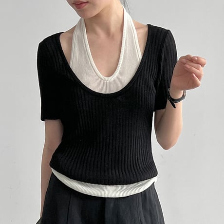 layered halter knit top　/5color　un2020