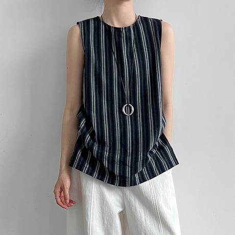 midnight stripe sleeveless top　un2100