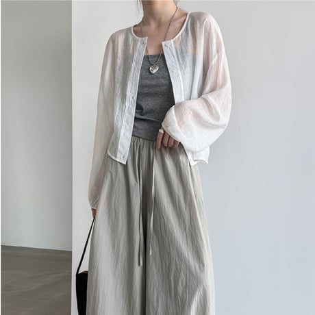 sheer airy cardigan blouse　/2color　un2021