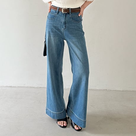 wide straight denim pants　un1896