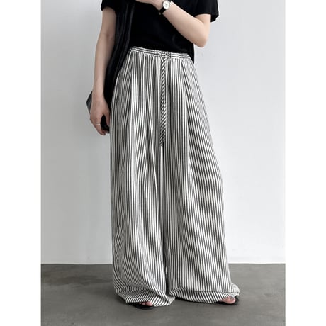 stripe relaxed wide pants　un2047