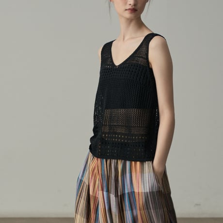sheer knit tank top　/2color　un1846