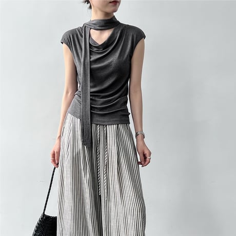 veil drape scarf top　/2color　un2078