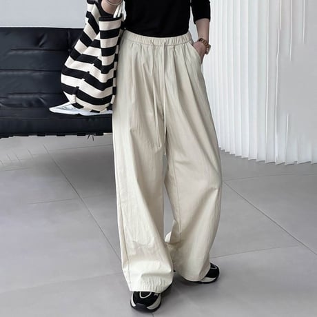 drawstring wide pants /3color　un1138
