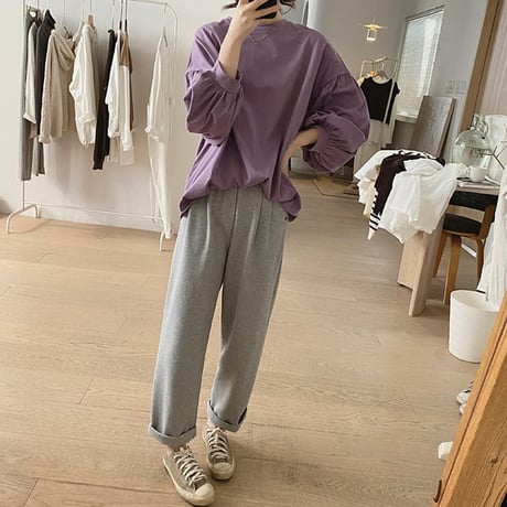 puff sleeve casual tops /4color　un1080