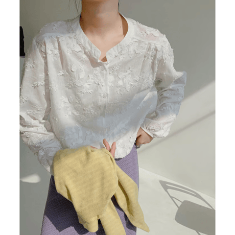 embroidered lace blouse　un1536