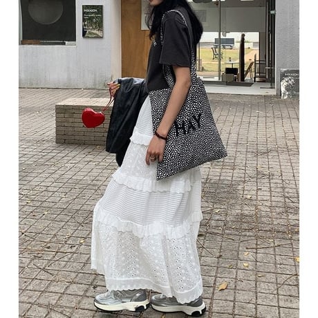 patchwork tiered skirt　un1147